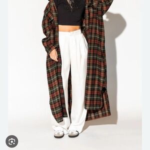Grunge goddess Dressed in LALA sold out oversized plaid duster, long shirt.